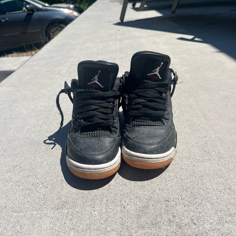Black and White Retro Jordan with Red Accents Lazer